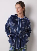 Bata Corta Tejido Polar Suave Flores