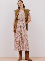 Vestido Largo Estampado Escote Cruzado