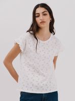 Polera Bordada Manga Volante