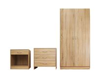 Combo Clóset 2 puertas + Cómoda 3 cajones + Velador 1 cajón natural