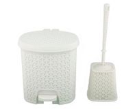 Basurero pedal 5,5 litros + escobilla crudo Cotidiana.