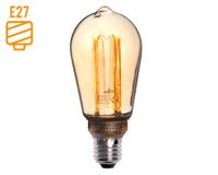 Ampolleta filamento LED 40W E27 luz cálida ST64 tallado Elfa