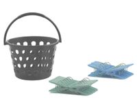 Cesto + 24 ganchos ropa Cotidiana