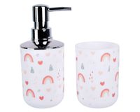 Accesorios baño rosa/blanco 2 piezas