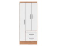 Clóset 3 puertas 2 cajones Bicolor blanco/canelato 183x75x45 cm