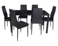 Comedor 6 sillas vidrio negro 75x150x80 cm