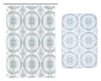 Cortina 180x180 cm + piso baño 40x60 cm Mandala