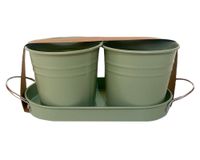 Set 2 maceteros + bandeja verde