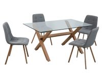 Comedor 4 sillas Domi gris 75x150x90 cm