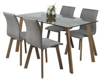 Comedor 4 sillas Domi cubierta vidrio 76x150x80 cm