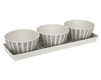 Set bandeja + 3 bowls Flechas blanco/negro
