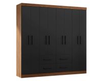 Clóset 8 puertas 4 cajones acacia/negro 177x182x40 cm