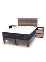 Cama Europea Super Premium 2 Plazas Base Dividida Set Ares + Set Muebles