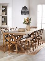 Juego de Comedor Pamela Madera 8 Sillas Rattán