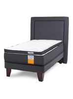 Cama Europea Funcional 1 Plaza + Respaldo + Topper