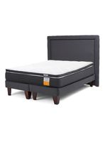Cama Europea Funcional 2 Plazas + Respaldo + Topper