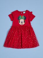 Vestido de Tul con Estampado Navidad Minnie