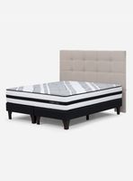 Cama Europea 2 Plazas Driven + Respaldo Issey Niebla