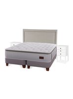 Cama Europea Heritage Súper King 200x200 cm+ Respaldo Tachas + Vel Roma