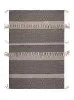 Alfombra 240 x 340 cm Wool Tribal Rayas Gris