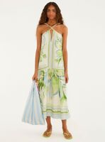 Vestido Largo Halter Cruzado con Diseño Floral