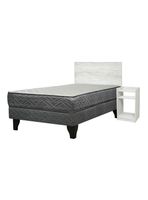 Cama Europea Apolo Black 1.5 Plazas + Set Alba White