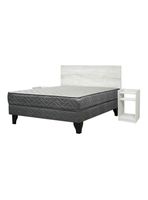 Cama Europea Apolo Black 2 Plazas + Set Alba White
