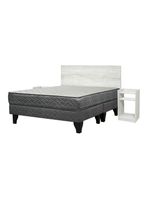 Cama Europea Apolo Black Base Dividida 2 Plazas + Set Alba White