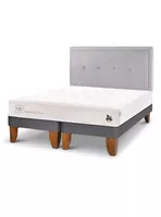 Cama Europea King Cocopedic Base Dividida + Respaldo Gris