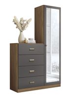 Cómoda 1 Puerta Espejo 6 Cajones Jatoba Grafito