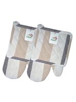 Set 2 Guantes Cocina + 2 Toma Ollas Líneas Grises Kadar