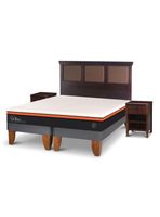Cama Europea Bee Comfort 2 Plazas Base Dividida + Set Muebles New Torino Chocolate