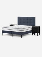 Cama Europea Autonomy 2 Plazas Base Dividida + Respaldo + 2 Veladores