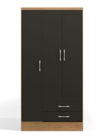 Clóset Leticia 3 Puertas 2 Cajones Freijó Negro