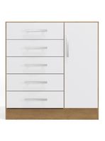 Cómoda Beatriz 5 Cajones 1 Puerta Freijó Blanco