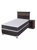 Box Spring New Ortopedic B5 Black 1 Plaza + Set New Dublin Chocolate Sin Textil