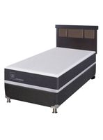 Box Spring New Ortopedic B5 Black 1 Plaza + Respaldo New Dublin Chocolate Sin Textil