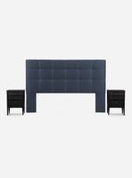 Set Muebles Respaldo King + 2 Veladores Issey Azul