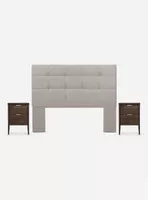 Set Muebles Respaldo 2 Plazas + 2 Veladores Issey Niebla