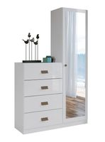 Cómoda Estilo 1 Puerta con espejo 4 Cajones