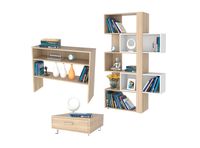 Combo Living Beijing Rovere Biblioteca Cubo + Arrimo + Mesa de Centro TuHome