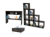 Combo TuHome Living Beijing Wengué Biblioteca Escalera + Arrimo + Mesa de Centro TuHome