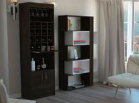 Combo Living Beijing Wengué Bar Kava + Biblioteca Cubo Wengué