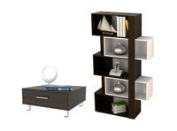 Combo TuHome Living Beijing Wengué Biblioteca Cubo + Mesa de Centro TuHome