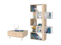 Combo Living Beijing Rovere Biblioteca Cubo + Mesa de Centro TuHome