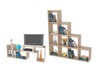 Combo Living Beijing Rovere Rack Extensible TV 40'' + Biblioteca Escalera