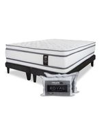 Cama Europea Majesty 2 Plazas Base Dividida Grafito + Almohada Viscoelástica
