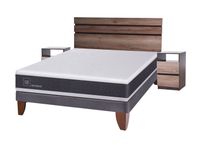 Cama Europea New Ortopedic 2 Plazas Base Normal + Set Muebles Ares