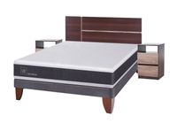 Cama Europea New Ortopedic 2 Plazas Base Normal + Set Muebles Enio