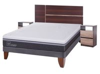 Cama Europea Ortopedic Advance 2 Plazas Base Normal + Set Muebles Enio